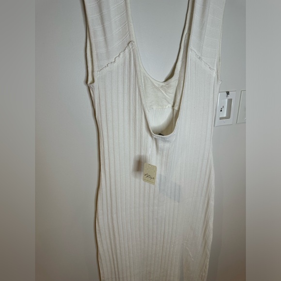 NWT-FREE PEOPLE FP BEACH VERONA MAXI TEXTURED KNIT COLUMN DRESS IVORY LARGE - Picture 7 of 10